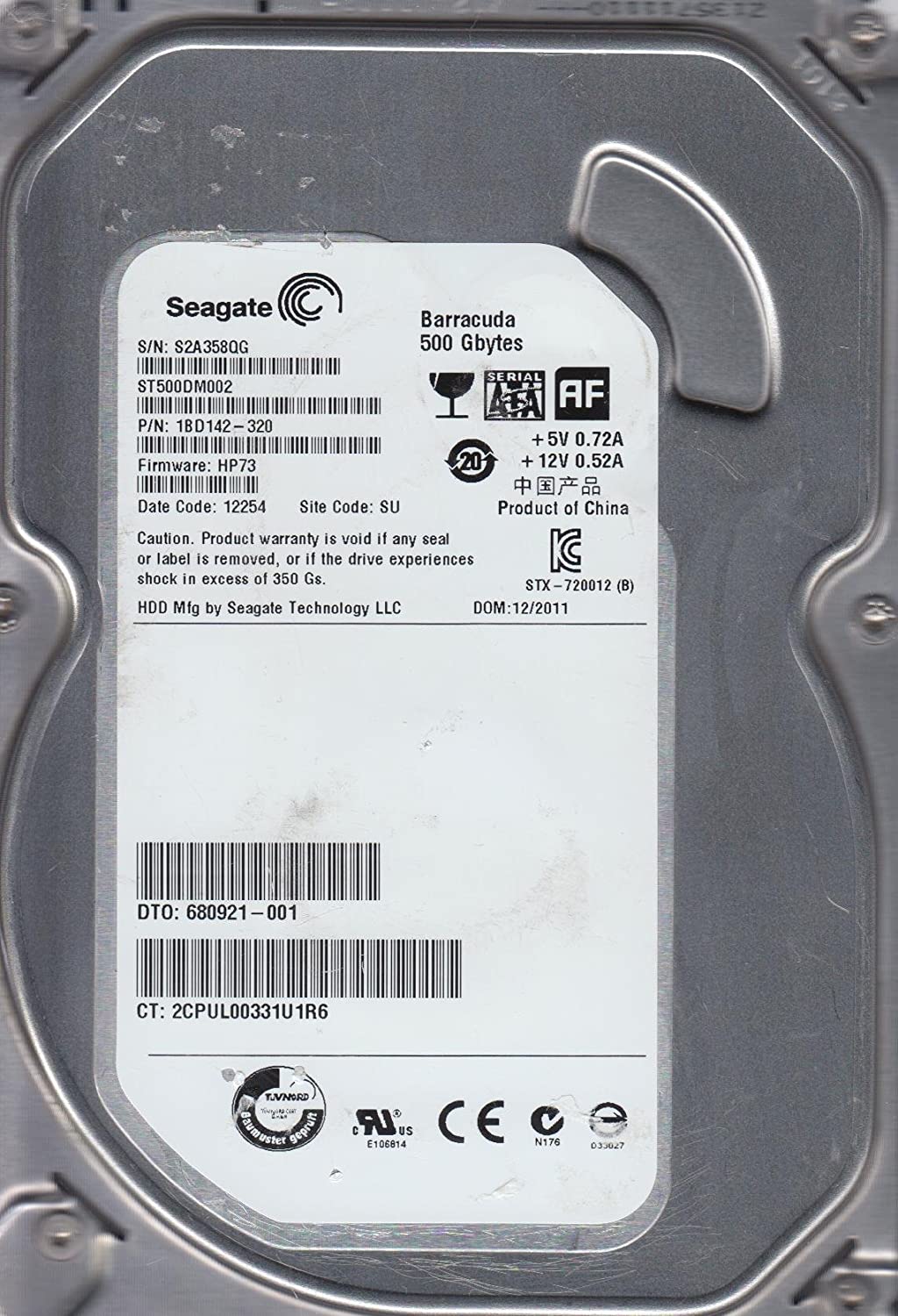 Seagate HDD 500GB SATA3 Pull16MB;6Gb/s;7200RPM12