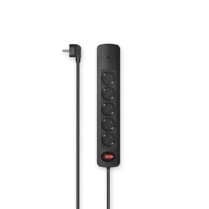 Produžni prenaponski kabal HAMA 5 utičnica 1.5m, prenaponski, sa prekidačem, crni