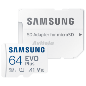 Samsung Micro SD 64GB EVO Plussa adapterom;Up to 160MBs