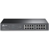 TP-Link TL-SG1016PE 16-Port Gigabit Desktop/Rackmount PoE+ Easy Smart Switch, 16 Gigabit RJ45 ports including 8 PoE+ ports, 110W PoE Power supply, PoE Management, MTU/Port/Tag-based VLAN, QoS, IGMP Snooping, Steel case, Green Ethernet