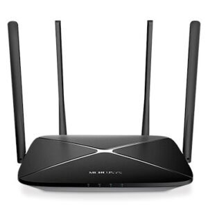 Mercusys AC12G AC1300 Dual Band Wireless Router,  867Mbps at 5GHz + 400Mbps at 2.4GHz, 1 10/100/1000M WAN + 3 10/100/1000M LAN, 4 x fixed 5dBi High Gain antennas, MU-MIMO, Smart Connect, IPTV and IPv6 supported, Mercusys App, WPA3, 2x2 MIMO