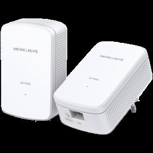 Mercusys MP500KIT AV1000 Gigabit Powerline Starter Kit, 1000 Mbps High-Speed, Advanced HomePlug AV2, 1 x Gigabit Port, Power Saving, Range : 300 Meters over electrical circuit, Powerline Security: 128-bit AES, Plug and Play