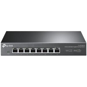 8-port Desktop 2.5G Unmanaged switch, 8 100/1G/2.5G RJ-45 ports, Fanless design, 12V/1.5A DC power supply. 