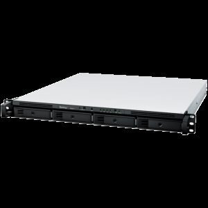Synology RackStation RS822+, 1U, 4-bays, AMD Ryzen V1500B 4-core 2.2 GHz; 2 GB DDR4 ECC SODIMM, 1x free memory slot (up to 32GB upgradable); 4x RJ45 1GbE, 2x USB 3.1; PCIe Gen3 – Card/M2D20, 150W PS, 3yr warranty