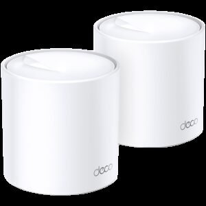TP-Link Deco X20(2-pack) AX1800 Whole-Home Mesh Wi-Fi System, Wi-Fi 6, Qualcomm 1GHz Quad-core CPU, 1201Mbps at 5GHz+574Mbps at 2.4GHz, 2 Gigabit Ports, 4 internal antennas, Downlink and Uplink OFDMA, MU-MIMO, 1024QAM, Beamforming, HomeCare,150+ dev