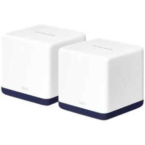 Mercusys Halo H50G (2-Pack) AC1900 Whole Home Mesh Wi-Fi System, 600 Mbps at 2.4 GHz + 1300 Mbps at 5 GHz, 3× Internal Antennas, 3× Gigabit Ports per Unit (WAN/LAN auto-sensing), Halo APP, Router/AP Mode, One Unified Network, MU-MIMO, Beamforming