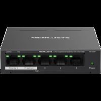 Mercusys MS105GP 5-Port Gigabit Desktop Switch with 4-Port PoE+, 4×Gigabit PoE+ Ports, 1×Gigabit Non-PoE Port, 65 W PoE Power, Desktop Steel Case, Wall Mounting, Extend Mode for 250m PoE Transmit,Isolation Mode,Silent Operation,Port Prioritization