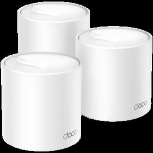 TP-Link Deco X10 (3-pack) AX1500 Whole Home Mesh Wi-Fi 6 System, 300 Mbps at 2.4 GHz + 1201 Mbps at 5 GHz,Internal Antennas, 2× Gigabit Ports (WAN/LAN auto-sensing),Deco App, Router/AP Mode, IPv6, IPTV, Parental Controls, QoS, OFDMA, MU-MIMO, WPA3