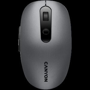 CANYON MW-9, 2 in 1 Wireless optical mouse with 6 buttons, DPI 800/1000/1200/1500, 2 mode(BT/ 2.4GHz), Battery AA*1pcs, Grey, 65.4*112.25*32.3mm, 0.092kg