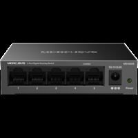 Mercusys MS105GS 5-Port Gigabit Desktop Switch, 5× Gigabit Ports, Desktop Steel Case, Wall Mounting, Plug and Play, Power Saving, Compact design, Green Ethernet technology, Silent