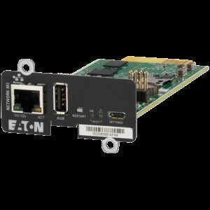 Eaton Network Managment Card - M3; Web/SNMP communications; Ethernet 10/100/1000BaseT; For UPS: 5P, 5PX, 5PX G2, 5SC Rack, 9PX, 9PXM, 9SX, 9130, Ferrups FX, 9E, 93PS, 91PS, 91PS Monoblock, 93E PDU: ATS rack PDU (EATS115, EATS120, EATS220)