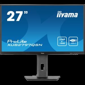IIYAMA Monitor LED XUB2797QSN-B2 27" IPS 2560 x 1440 @100Hz 300 cd/m² 1300:1 1ms HDMI DP USB-C 65W RJ45 Daisy Chain USB Hub 3.2 height, swivel, tilt, pivot (rotation both sides), 3-side borderless design, matte finish
