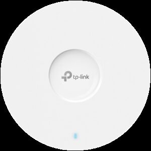 Omada  AX6000 Ceiling Mount Dual-Band Wi-Fi 6 Access Point 1×2.5G RJ45 Port 1148Mbps at  2.4 GHz + 4804 Mbps at 5 GHz 802.3at POE+ and 12V DC (Power Adapter is not included), 4×Internal Antennas,