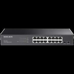 Mercusys MS116GS 16-Port Gigabit Desktop/Rackmount Switch, 16x10/100/1000 Mbps Auto-Negotiation RJ45 port supporting Auto-MDI/MDIX, Isolation Mode, Loop Prevention, Durable Metal Casing, Plug and Play