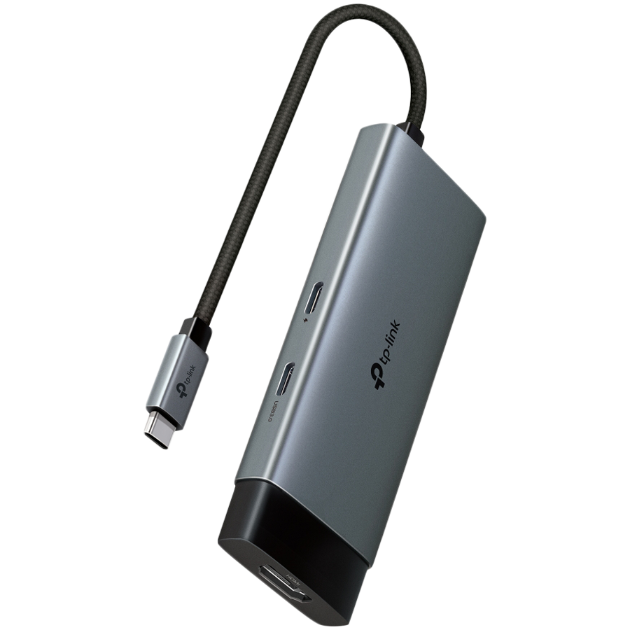TP-Link UH5020C USB Type-C 5-Port Hub, 1x USB-C Connector, 1x HDMI 4K 60Hz Port, 1x USB-C PD 100W Port, 2x USB-A 3.0 Ports, 1x USB-C 3.0 Port, Plug and Play, Self-storage for Connector, Fast Heat Dissipation, Flexible and Durable