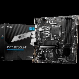 MSI PRO B760M-P Motherboard, Micro-ATX - Supports 14th/13th/12th Gen Intel Core Processors, LGA 1700 - DDR5 Memory Boost 6800+MHz/OC, PCIe 4.0 x16 Slot, M.2 Gen4 Slots