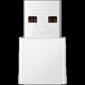 Mercusys MA30N AC1300 Nano Wireless Dual Band USB Adapter, 400 Mbps at 2.4 GHz + 867 Mbps at 5 GHz, Internal Antennas, USB 2.0, Nano Size, MU-MIMO, WPA3