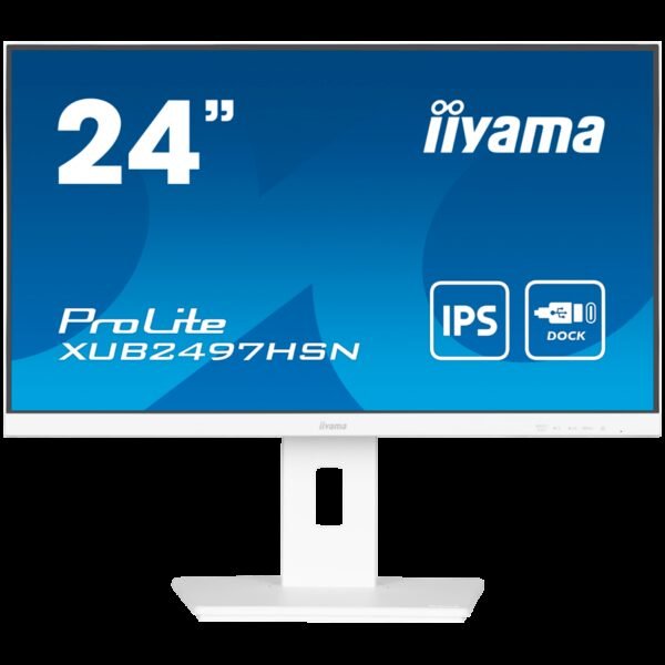 IIYAMA Monitor LED XUB2497HSN-W2 23.8" IPS 1920 x 1080 @100Hz 16:9 300 cd/m² 1300:1 1ms HDMI DP USB-C 65W RJ45 height, swivel, tilt, pivot (rotation both sides)