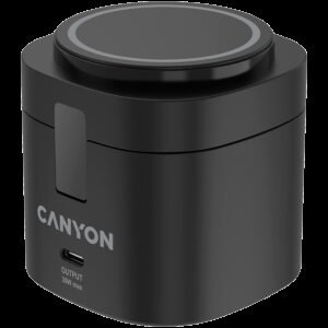 Canyon 4 in 1 Wireless Charging Stand, 30W max, Size: 70x70x70.3mm, weight: 414g, with 65W charger and 1M cable, black