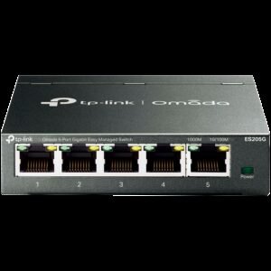 Omada 5-Port Gigabit Easy Managed Switch 5× Gigabit RJ45 Ports Desktop Steel Case Integration with Omada SDN Controller, Flow Control, Loopback Detection, Port Isolation, Port Mirroring, LAG, VLAN, IGMP Snooping, QoS, Storm Control