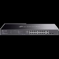 TP-Link ES220GMP Omada 20-Port Gigabit Easy Managed Switch 16 x Gigabit PoE+ Ports, 2 x Gigabit Non-PoE Ports, 2 x Gigabit SFP Ports, 250W PoE Power, Rack-mountable, Omada App, Flow Control, Loopback Detection,Port Isolation,Port Mirroring,LAG,VLAN