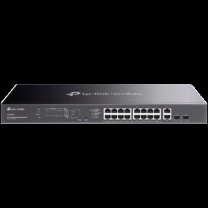 TP-Link ES220GMP Omada 20-Port Gigabit Easy Managed Switch 16 x Gigabit PoE+ Ports, 2 x Gigabit Non-PoE Ports, 2 x Gigabit SFP Ports, 250W PoE Power, Rack-mountable, Omada App, Flow Control, Loopback Detection,Port Isolation,Port Mirroring,LAG,VLAN