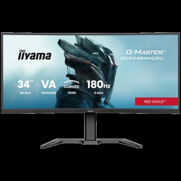 IIYAMA Monitor LED GCB3484WQSU-B1 34" VA 1500R 3440 x 1440 180Hz 21:9 500 cd 4000:1 0.4ms HDMI DP USB HUB Full Ergo