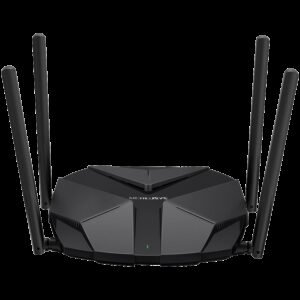 Mercusys MR85X AX3000 Dual-Band Wi-Fi 6 Router, 574 Mbps at 2.4 GHz + 2402 Mbps at 5 GHz, 4x Fixed External Antennas, 3x Gigabit LAN Ports, 1x 2.5Gbps WAN Port, 1024-QAM, OFDMA, HE160, MERCUSYS APP, Router/Access Point Mode, Smart Connect