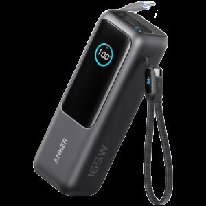 Anker Power Bank (25K, 165W, Built-In USB-C and Retractable Cable) Black