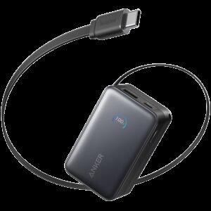 Anker Nano Power Bank (10K, 45W, Built-In Retractable USB-C Cable) Black