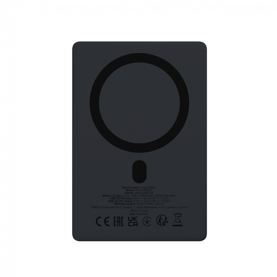 CANYON magnetic power bank OnPower 511 PD20W 10000mAh Aluminium Interstellar Black - Slika 4