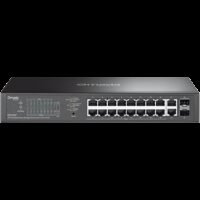 TP-Link ES220GP Omada 20-Port Gigabit Easy Managed Switch with 16-Port PoE+, 16x G PoE+ Ports, 2x G Non-PoE Ports, 2x G SFP Ports, 802.3at/af, 150 W PoE Power, 1U 13-inch Rack-mountable Steel Case and Fanless, Omada app