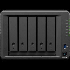 Synology DiskStation DS1525+ Tower, 5-Bays 3.5'' SATA HDD/SSD, 2 x M.2 2280 NVMe SSD slot, CPU AMD Ryzen V1500B 4-core 2.2 GHz, 8 GB DDR4 ECC SODIMM, 2x RJ-45 2.5 GbE LAN Port; 2x USB 3.2; 1 xUSB Type-C expansion port; 2.67 kg; 3yr warranty