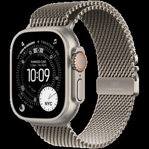 Apple Watch Ultra 3 Cellular 49mm Natural Titanium Case with Natural Titanium Milanese Loop - Large