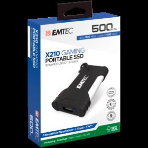 Emtec X210G Portable SSD 500GB, External Gaming SSD, USB-C 3.2 Gen2