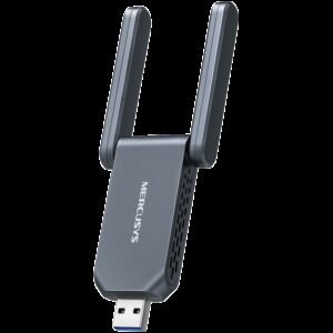 Mercusys MA37BEH BE6500 Wi-Fi 7 High-Gain Wireless USB Adapter, 688 Mbps at 2.4 GHz + 2882 Mbps at 5 GHz + 2882 at 6 GHz, 2x High Gain External Antenna, USB 3.0, MU-MIMO, OFDMA, Beamforming, WPA3