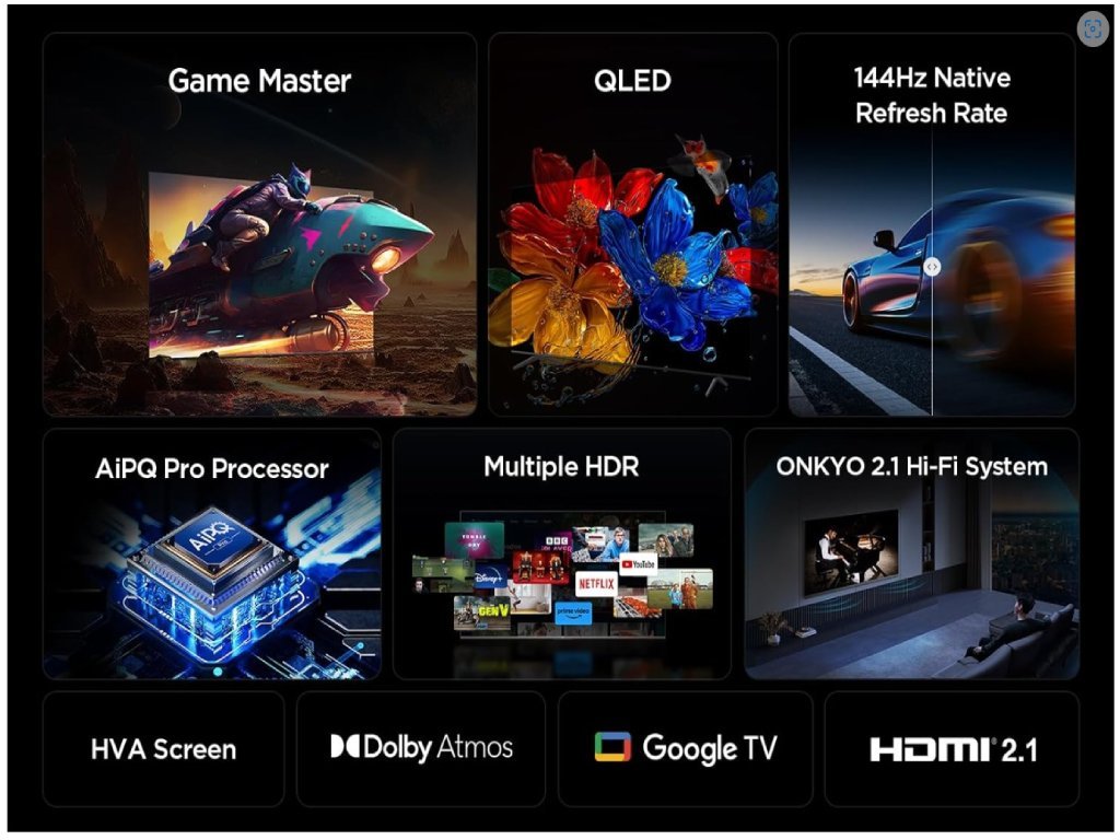 TCL 65"P8K 4K QLED TV 144HzGoogle TV; Motion Clarity Pro;Game Master; Onkyo 2.1; - Slika 3