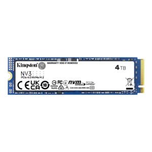 Kingston SSD 4TB NV3NVMe PCIe Gen 4.0x4R/W : 6000/5000MB/s
