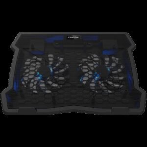 CANYON NS03, Cooling stand dual-fan with 2x2.0 USB hub, support up to 10”-15.6” laptop, ABS plastic and iron, Fans dimension:125*125*15mm(2pcs), DC 5V, fan speed: 800-1000RPM, size:340*265*30mm, 435g