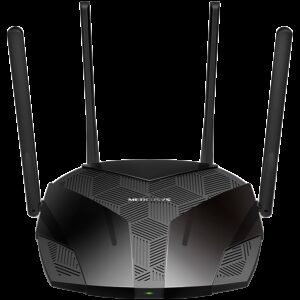 Mercusys MR80X AX3000 Dual-Band Wi-Fi 6 Router, 574 Mbps at 2.4 GHz + 2402 Mbps at 5 GHz, 4× Fixed External Antennas, 3× G LAN Ports, 1× G WAN Port, 1024-QAM, OFDMA, HE160, Router/AP mode, Beamforming, MU-MIMO, VPN server, TWT, Smart Connect, WPA3