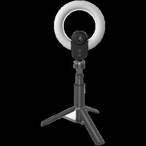 LORGAR Circulus 910, Streaming web camera, 5MP 2592X1944 max resolution, up to 60fps, 1/2.8", Sony STARVIS CMOS image sensor, full glass lens, 5.5'' built-in ring light (1700-14 000K), foldable tripod, auto focus, dual microphones with AI noise reduction, USB Type C, size: 470*133*115mm, 0.525kg, black+white