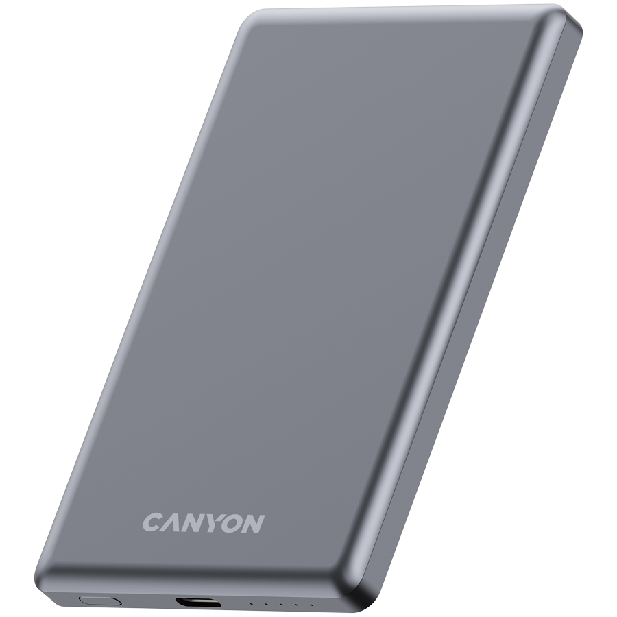 CANYON power bank OnPower 505 slim Magnetic 5000 mAh PD20W Dark Grey - Slika 2