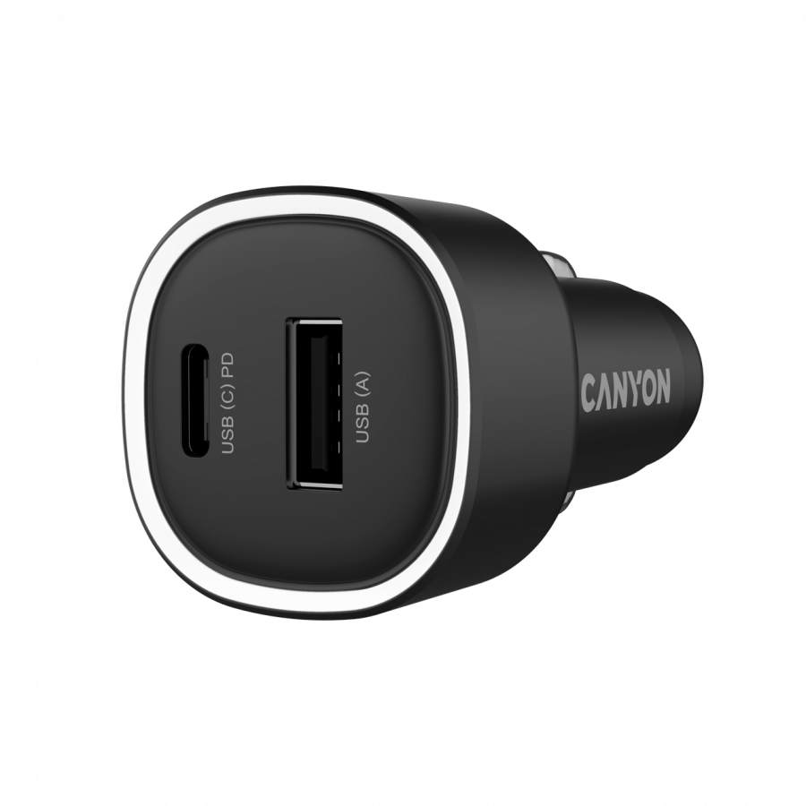 CANYON car charger OnDrive 48 PD 48W USB-A+USB-C Black - Slika 2