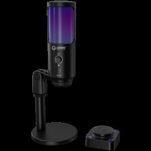 LORGAR SMP40, RGB Microphone with external mute button and metal stand, Black