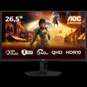 AOC Monitor Gaming OLED Q27G41ZDF 26.5", QHD (2560x1440), QD-OLED, 240Hz, 0.03ms, 400 cd/m2, Adaptive Sync, G-Sync Compatible, HDR10, USB hub, 1x HDMI 2.0, 1x DP 1.4