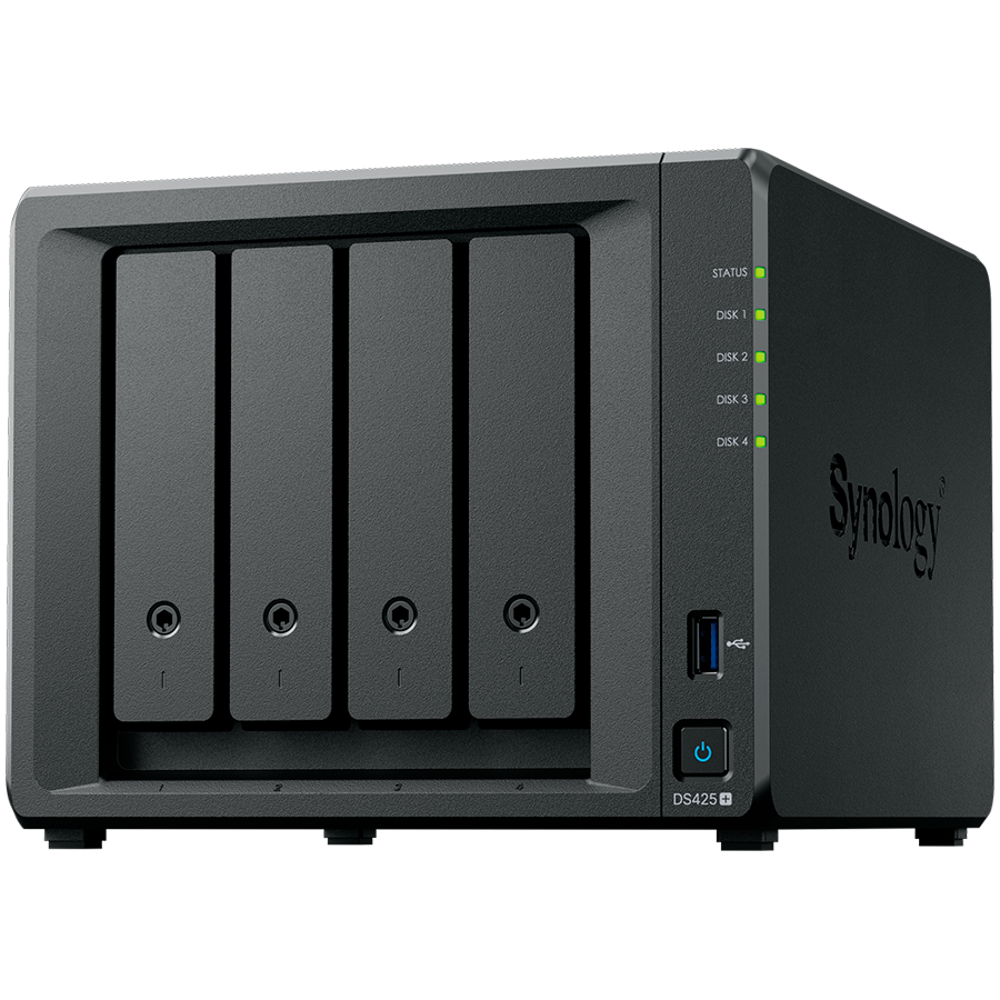 Synology DiskStation DS425+ Tower, 4-Bays 3.5'' SATA HDD/SSD, 2 x M.2 2280 NVMe SSD slot, CPU Intel Celeron J4125 4-core 2.0 GHz, 2 GB DDR4 non-ECC SODIMM, 1x RJ-45 2.5 GbE LAN, 1x RJ-45 1GbE LAN Port; 2x USB 3.2; 2.18 kg; 3yr warranty - Slika 2