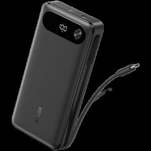 Anker Power Bank (20K, 87W, Built-In USB-C Cable) Black