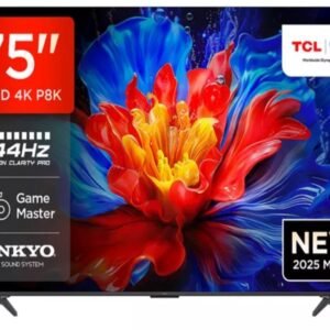 TCL 75"P8K 4K QLED TV 144HzGoogle TV; Motion Clarity Pro;Game Master; Onkyo 2.1;