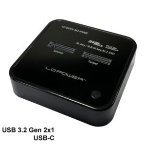 LC-Power Docking station NVMEM.2 SSD, USB-C port, 2x SSD-a,Transfer rate do 10 Gb/s