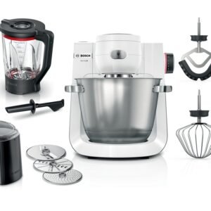 BOSCH kuhinjski aparat MUM 6BIJELA-SREBRNA 1600W,5,5L, 7 Brzina, NOVI DIZAJN